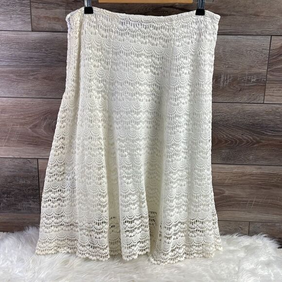 Nue Options Women Vintage Skirt Crocheted Lace Overlay Side Zip Above Knee Sz 8 - Picture 4 of 7